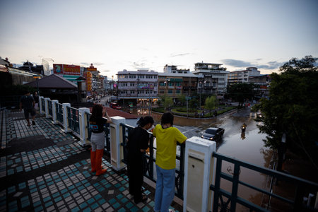 CHIANGMAI , THAILAND - OCT 04 2024 : Chiang Mai city flooded as Ping River overflowsのeditorial素材