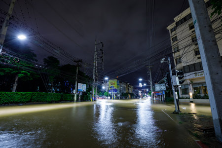 CHIANGMAI , THAILAND - OCT 04 2024 : Chiang Mai city flooded as Ping River overflowsのeditorial素材