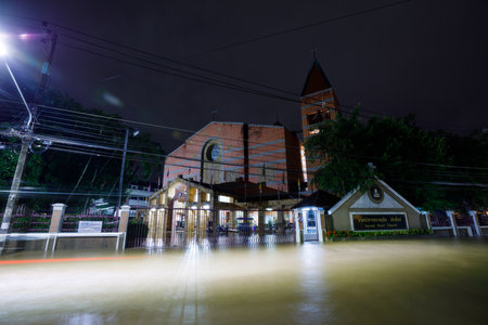 CHIANGMAI , THAILAND - OCT 04 2024 : Chiang Mai city flooded as Ping River overflowsのeditorial素材