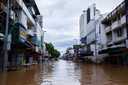 CHIANGMAI , THAILAND - OCT 04 2024 : Chiang Mai city flooded as Ping River overflowsのeditorial素材
