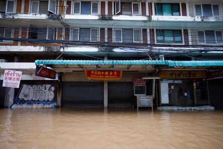 CHIANGMAI , THAILAND - OCT 04 2024 : Chiang Mai city flooded as Ping River overflowsのeditorial素材