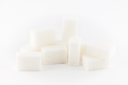 Isolated white cube sugarの写真素材