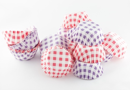 Colorful molds for pastry on white backgroundの写真素材