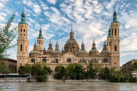 View of Basilica Pillar in Zaragoza , Spain.の写真素材