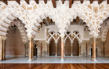 Arabic arches at Aljaferia Palace in Zaragoza, Spainのeditorial素材