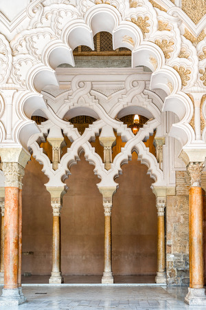Arabic arches at Aljaferia Palace in Zaragoza, Spainのeditorial素材