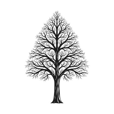 Black tree isolated on white background. Vector illustration for your design.のイラスト素材