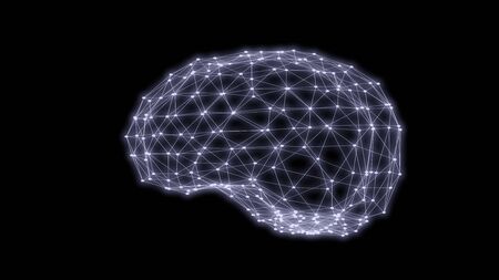 Human brain triangles grid scan 3D renderingの写真素材