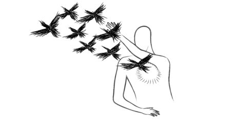 Dark feelings taken away cartoon animation loopのイラスト素材