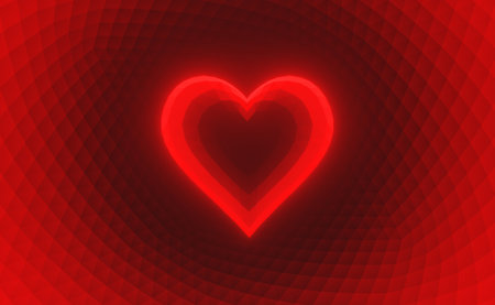 Heart glowing on redの写真素材