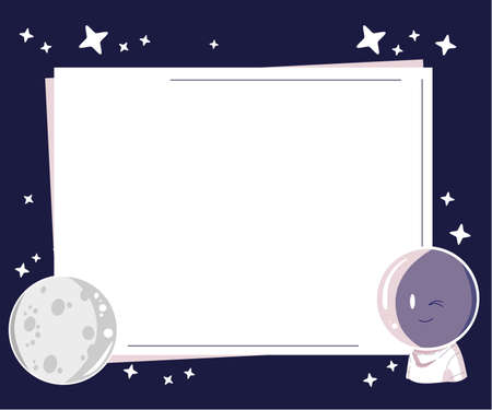 white frame school timeable with cute style outerspace galaxy illustrationのイラスト素材