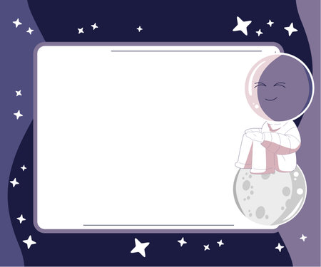 white frame school timeable with cute style outerspace galaxy illustrationのイラスト素材