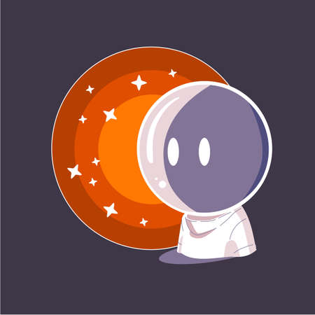 space, cosmonaut and galaxy cartoon style illustration vectorのイラスト素材