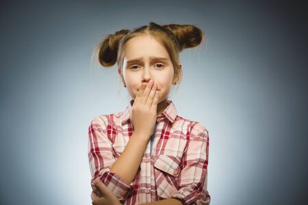 Portrait of offense girl. Negative human emotionの写真素材