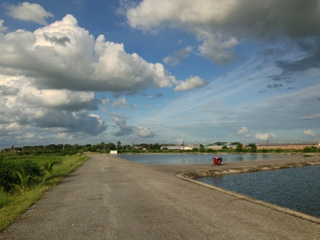 Nice sky at the big lakeの写真素材