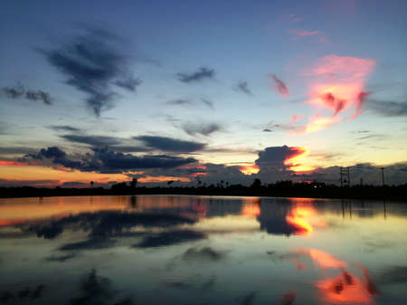 Sunset at the lakeの写真素材