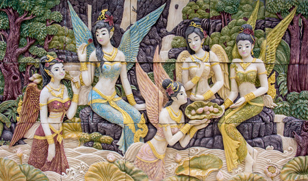 Thailand sandstone craft in Thai temple, public area, no need of property releaseの写真素材