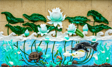 Thailand sandstone craft in Thai temple, public area, no need of property releaseの写真素材