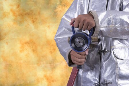 Fire fighter on white backgroundの写真素材