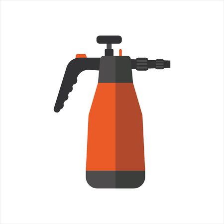 Watering sprayer isolated on white. Vector illustration steel metallic single horticulture garden equipment. Irrigation agriculture metal cultivate tool.のイラスト素材