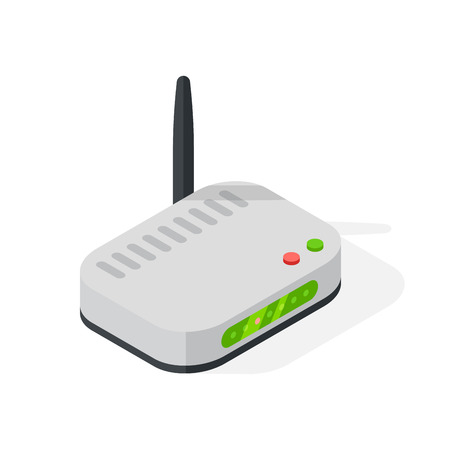 Isometric wi-fi modem router illustration isolated on white.のイラスト素材