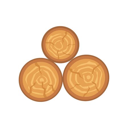 Tree wood slices vector setのイラスト素材