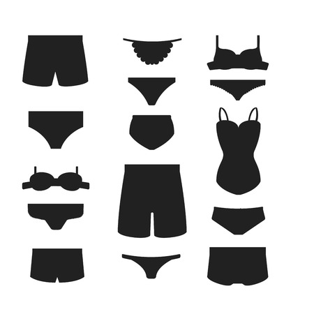 Underwear clothes silhouette vector set.のイラスト素材