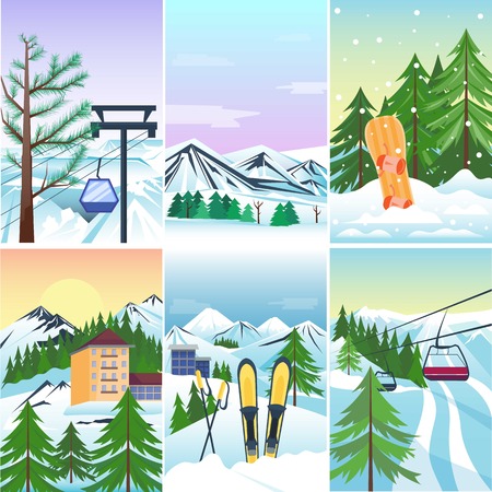 Winter holidays landscape illustration.のイラスト素材