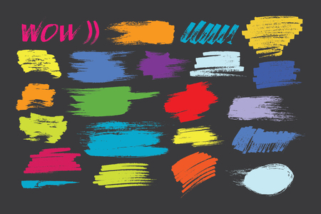 Grunge hand drawn brush stroke set.のイラスト素材