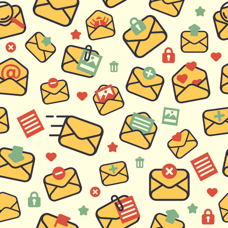 Email envelope cover icons seamless pattern vector set.のイラスト素材