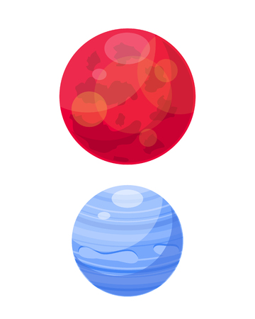 Mars and venera space planets flat vector illustration.のイラスト素材