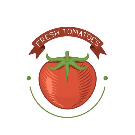 Tomato badge isolated vector illustration.のイラスト素材