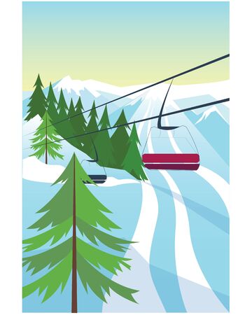 Winter holidays landscape vector illustration.のイラスト素材