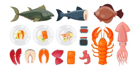 Sea food vector illustration.のイラスト素材