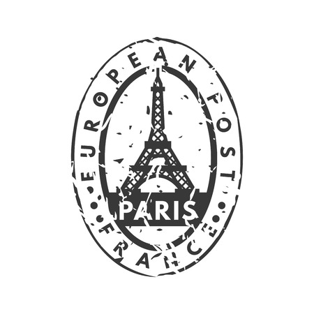 Vector vintage postage paris mail stamp.のイラスト素材