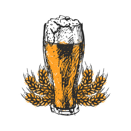 Craft beer and pub sketch vector illustration.のイラスト素材