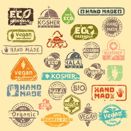 Vector retro teal vintage stamps for quality mark.のイラスト素材