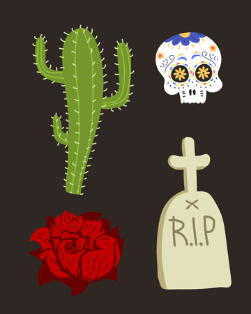 Style skull face dia de los muertos symbol vector illustration.のイラスト素材