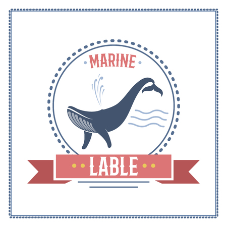 Whale nautical and marine sailing themed label.のイラスト素材