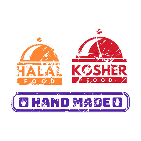 Vector retro teal vintage stamps for quality mark.のイラスト素材