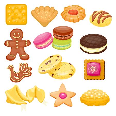 Different cookie cake isolated vectorのイラスト素材