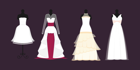 Wedding bride dress elegance style celebration vector illustration.のイラスト素材
