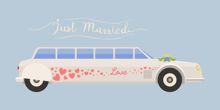 City wedding limousine transport vector illustration.のイラスト素材