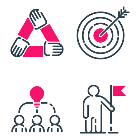 Motivation concept chart pink icon business strategy development design and management leadership teamwork growth creativity office training vector.のイラスト素材