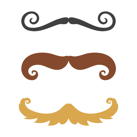 Silhouette vector mustache hair hipster curly collection beard barber and gentleman symbol fashion adult human facial gave vector illustration.のイラスト素材