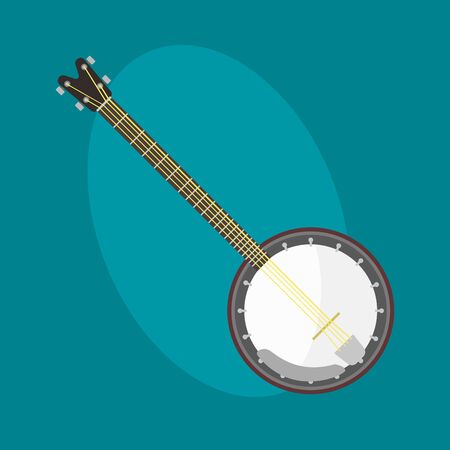 Banjo guitar icon stringed musical instrument classical orchestra art sound tool and acoustic symphony stringed fiddle wooden illustration.のイラスト素材