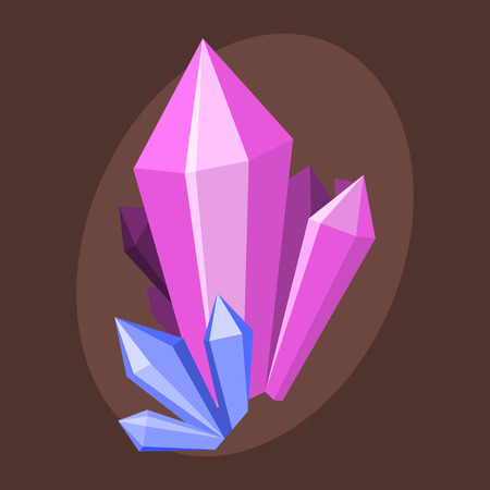 Magic crystals nature gem geology precious jewelry element and mineral rock stone natural quartz treasure gemstone diamond design vector illustration.のイラスト素材
