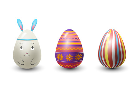 Easter eggs painted with spring pattern vector illustration.のイラスト素材