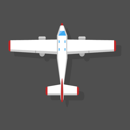 Vector airplane illustration top view and aircraft transportation travel way design journey object.のイラスト素材