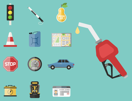 Auto transport motorist icon symbol vehicle equipment service car driver tools vector illustration.のイラスト素材